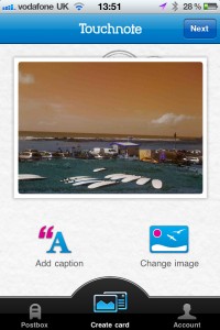 Touchnote iPhone app interface